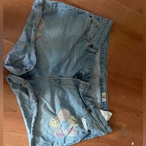 Levi's Blue Denim Shorts with Floral Patch